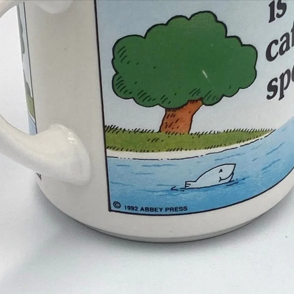 Vtg Fishing Mug Abbey Press “Fishing is‎ a reel catchy sport” 8 oz Made in USA